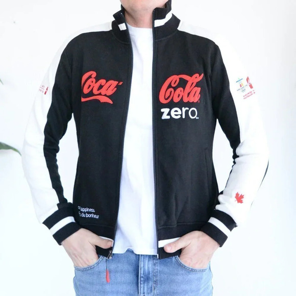 Coke Zero Black Zip Up Sweater Vancouver Olympics  2010 Size Medium - Picture 1 of 14
